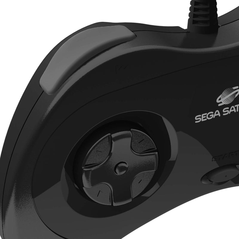 [Australia - AusPower] - Retro-Bit Official Sega Saturn USB Controller Pad (Model 2) for Sega Genesis Mini, PS3, PC, Mac, Steam, Switch - USB Port (Black) 