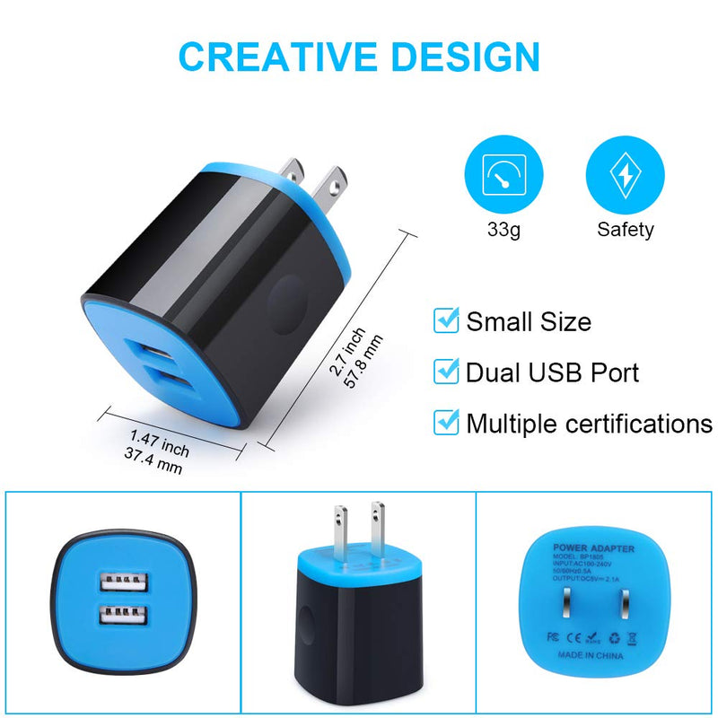 [Australia - AusPower] - USB Wall Charger Fast Charging for Samsung Galaxy S22/S21+/S20 FE/S10E/S9/S8,Note 22/20 Ultra/10/9/8,A50/A20/A21/A51/A71/A10E/A11/A12/A32,Moto G Power/G Stylus/G Fast,Phone Charger Head,Type C Cable 2+2 Charger Kit(Blue) 