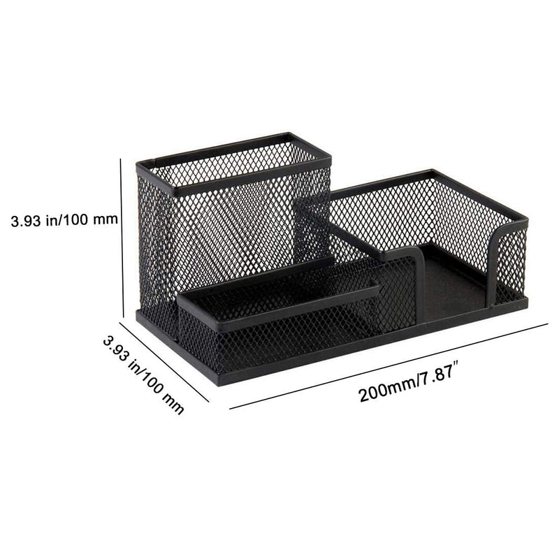 [Australia - AusPower] - Mesh Desk Office Organizer for Paper Clip, Mesh Desk Organizer, 3 in 1 Metal Pen Holder Office Supplies Caddy for Paper Clip, Sticky Note, Pen(3 Compartments, Black) by Corner Cabin 