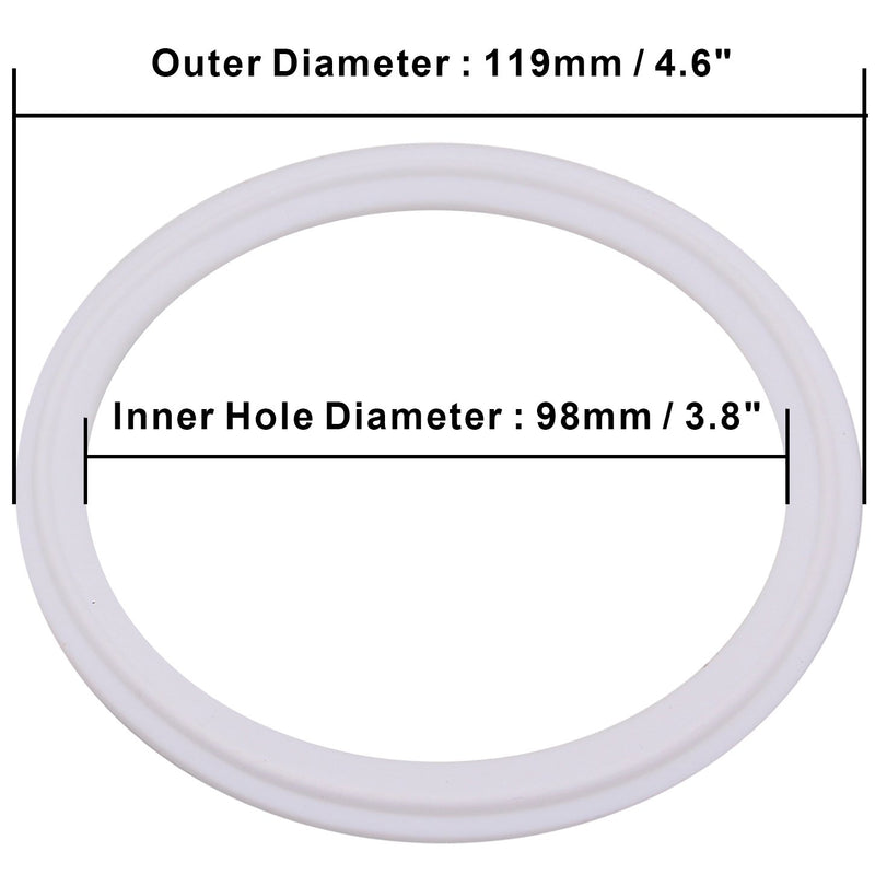 [Australia - AusPower] - DERNORD Teflon (PTFE) Tri-Clamp Gasket O-ring - 4 Inch Style Fits OD 119MM Sanitary Pipe Weld Ferrule (Pack of 2) Pack of 2 
