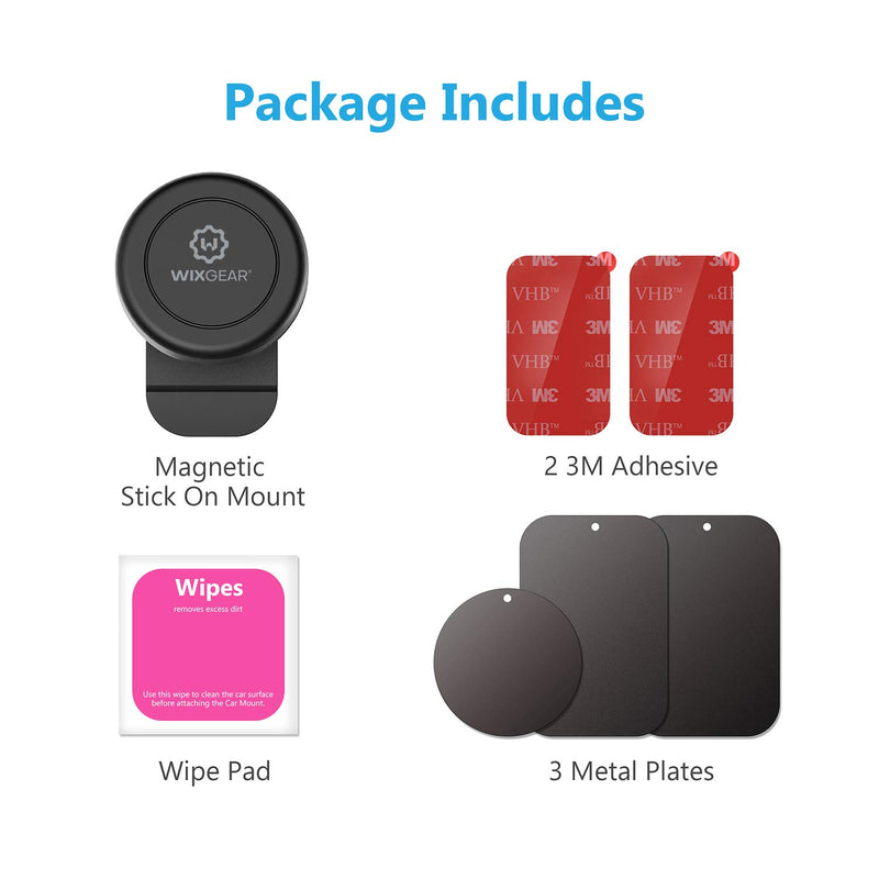 [Australia - AusPower] - WixGear Magnetic Mount, Universal Stick-On Dashboard Magnetic Car Mount Holder, for Cell Phones and Mini Tablets with Fast Swift-snap Technology, Magnetic Cell Phone Mount 