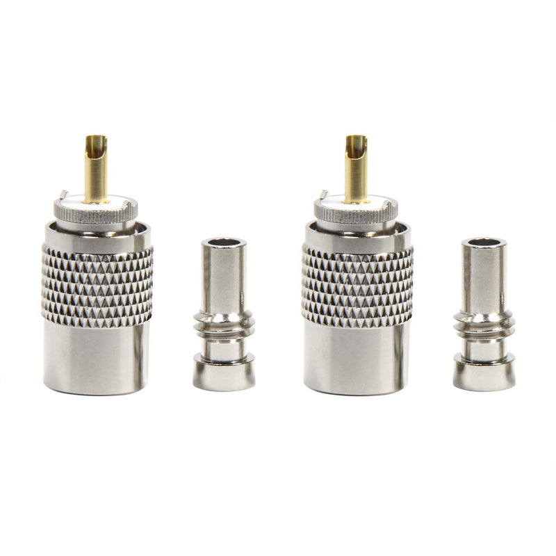 [Australia - AusPower] - PL259 Coax Connectors, 2 Pack PL259 UHF Male Solder Coax Connectors with UG-175 Reducer Low Loss RFAdapter for RG58, RG-213, RG142, LMR195 2-Pack 