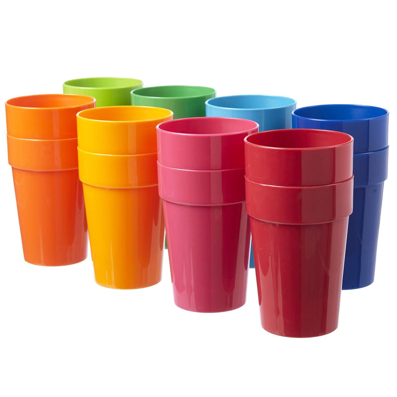 [Australia - AusPower] - US Acrylic Spectrum Unbreakable Plastic 10 ounce Stackable Juice Tumblers in 8 Assorted Colors | Set of 16 Kids Drinking Cups | Reusable, BPA-free, Made in the USA, Top-rack Dishwasher Safe 