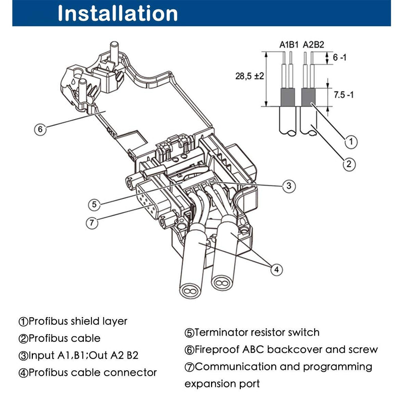 [Australia - AusPower] - Washinglee Profibus DP Bus Connector for Siemens 6ES7972-0BB41-0XA0 Replacement, 35 Degree, with PG Port, Black (35°+ PG Port) 35°+ PG Port 