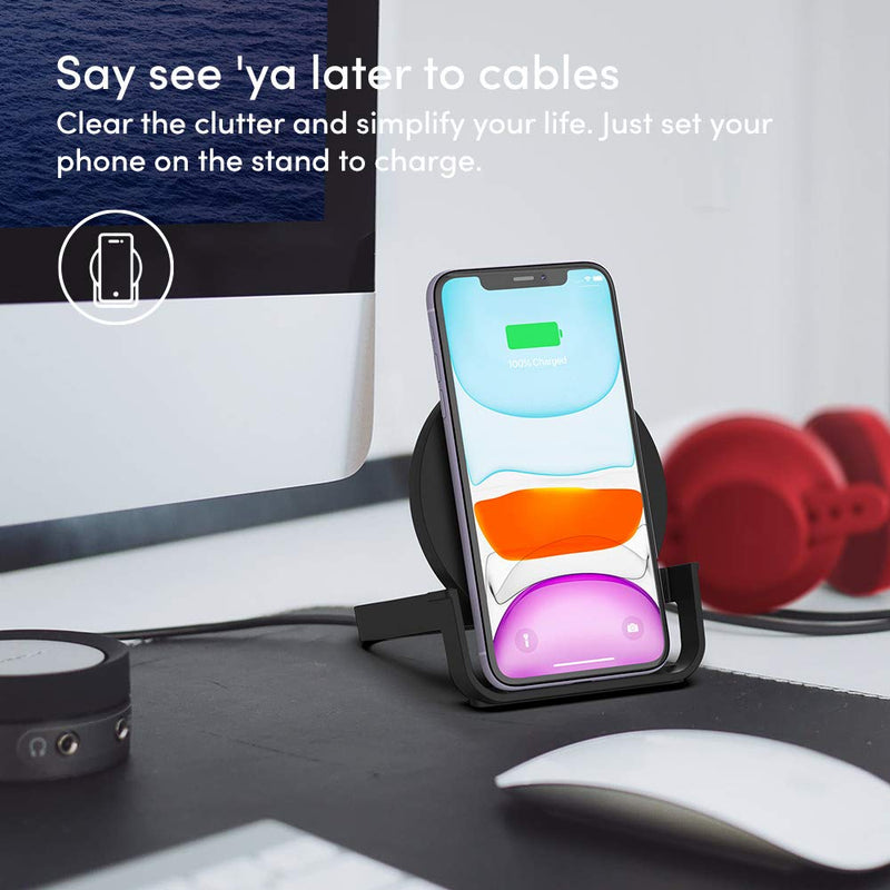 [Australia - AusPower] - Playa by Belkin Wireless Charging Stand 10W (Wireless Charger Compatible with iPhone 12, iPhone 11, Galaxy, Pixel, More) Includes Power Adapter 