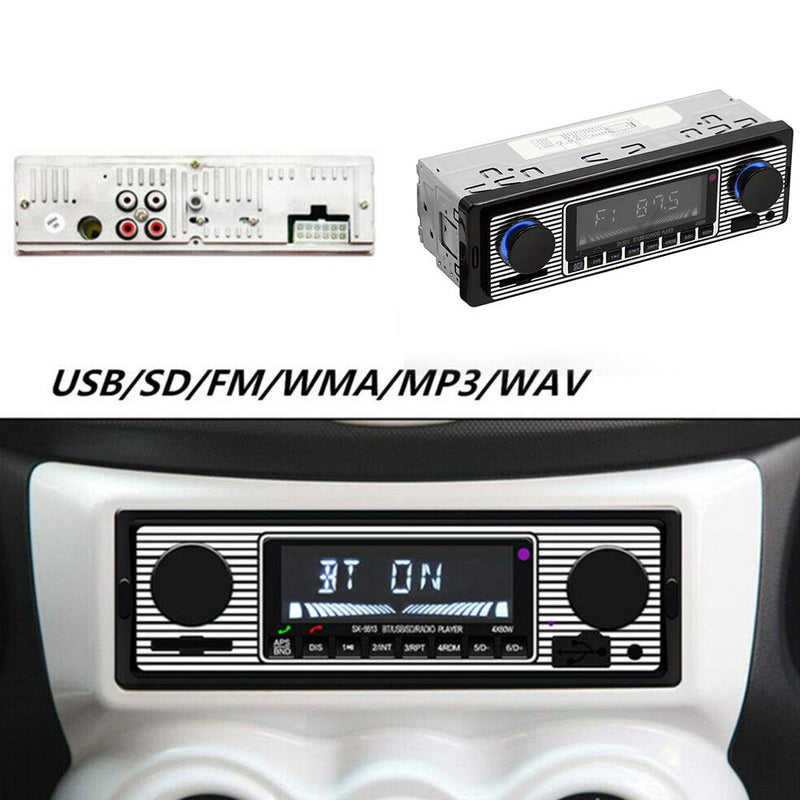 [Australia - AusPower] - Car Stereo for Bluetooth, Retro Car FM Radio Smart Player, Electronic Auto FM Radio Receiver, Hands-Free Calling, Support MP3/WMA/WAV/AUX black 