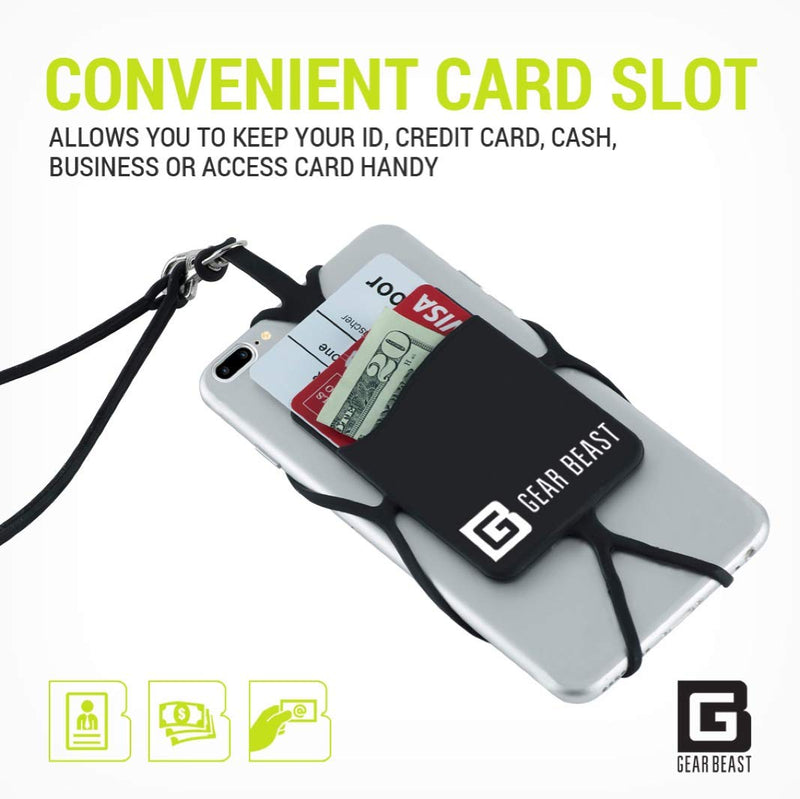 [Australia - AusPower] - Gear Beast Universal Cell Phone Lanyard Compatible with iPhone, Galaxy & Most Smartphones Includes Phone Case Holder with Card Pocket, Silicone Neck Strap 