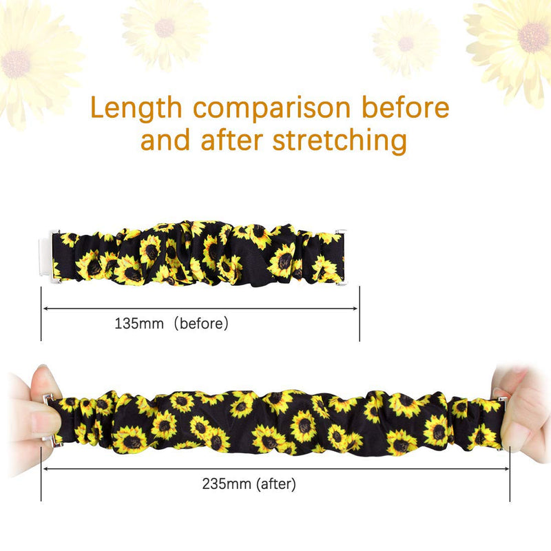 [Australia - AusPower] - Compatible for 3Plus Vibe Plus Band, Lamshaw Fabric Elastic Scrunchie Elastic Women Cute Replacement Straps Compatible for 3Plus Vibe Plus / Vibe + / Vibe Lite / Vibe Pro Smartwatch (Sunflower) Sunflower 