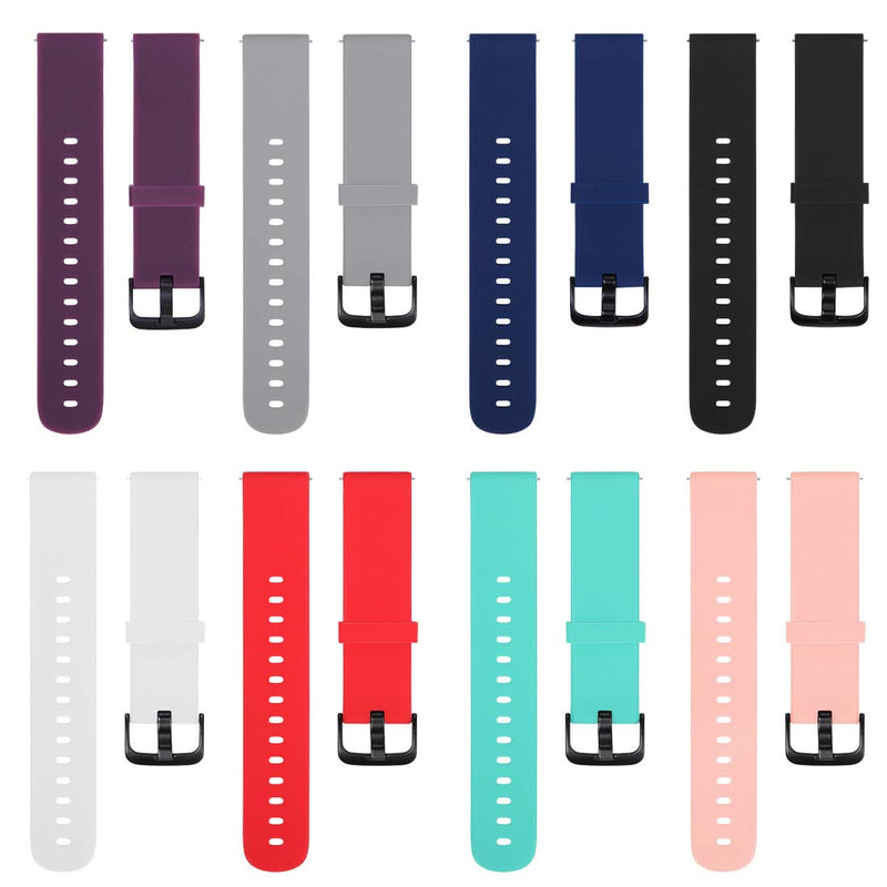 [Australia - AusPower] - TECKMICO 8PCS Bands Replacement for Amazfit Bip Smartwatch,20mm Quick Release Watch Soft Silicone Bands for Amazfit Bip Band Women Men 8-PACK Buckle Design 