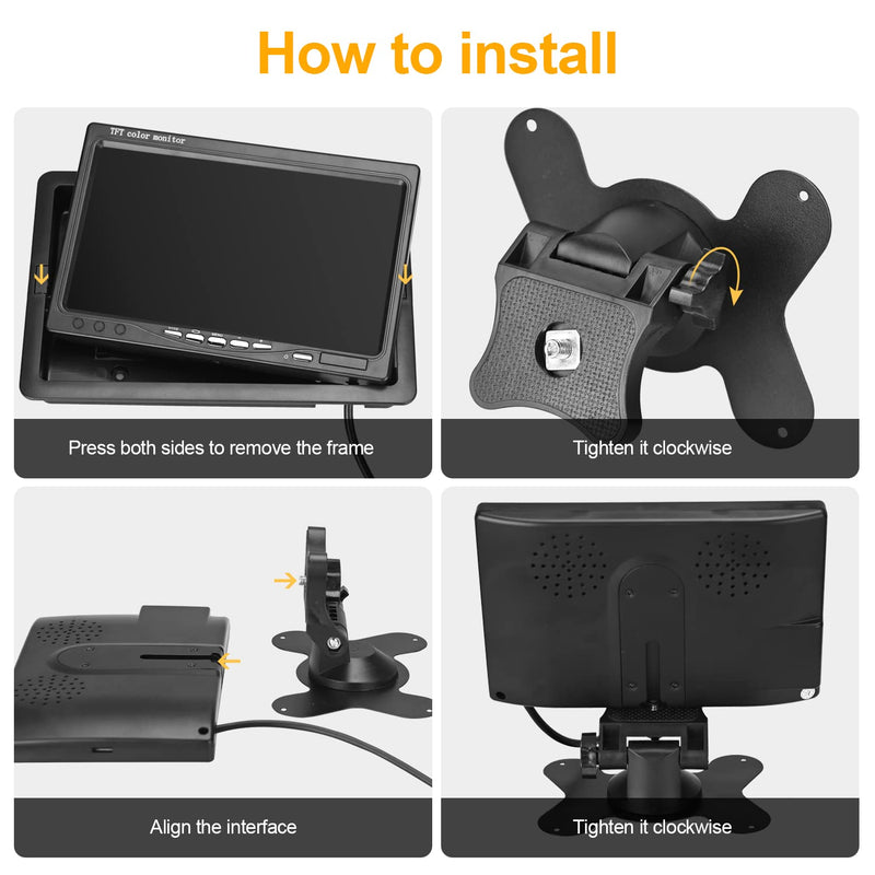 [Australia - AusPower] - Vehicle On-Dash Backup Monitor, 7" Digital HD Car TFT LCD Color Screen Display with 2 Video Input for Rear View Camera 