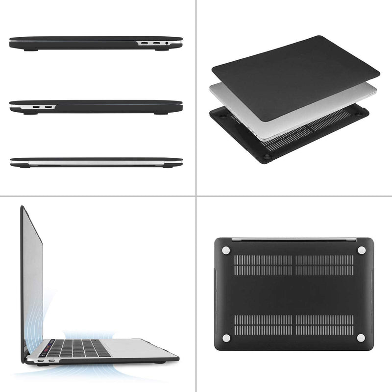 [Australia - AusPower] - MOSISO Compatible with MacBook Pro 13 inch Case 2020-2016 Release A2338 M1 A2289 A2251 A2159 A1989 A1706 A1708, Plastic Hard Shell Case & Keyboard Cover Skin & Webcam Cover, Black 