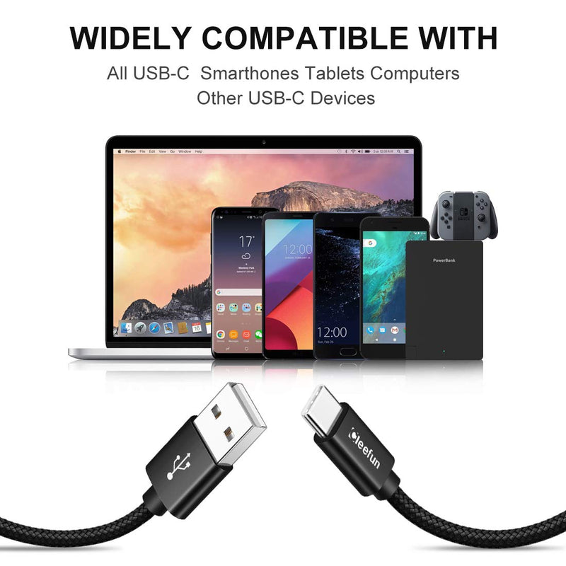 [Australia - AusPower] - Long USB C Cable, CLEEFUN [26ft/8m] USB A 2.0 to Type C Cable Nylon Braided Charging Cord Compatible with PS5 Controller, Switch, Samsung Galaxy Note, Moto, LG & More USB-C Phone Tablet Camera Charger 26ft Dark Black 