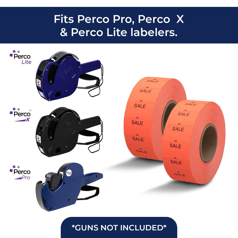 [Australia - AusPower] - "Sale" Flou. Red Perco Labels for Perco 1 Line Labeler Gun - 1 Sleeve, 8,000 Labels - 