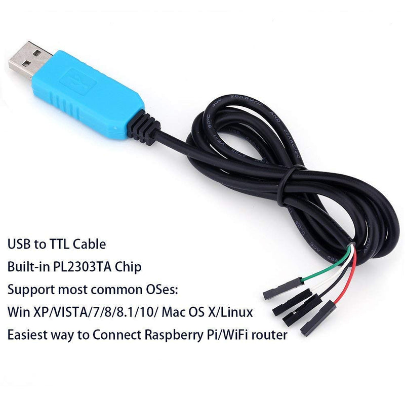 [Australia - AusPower] - EVISWIY PL2303TA USB to TTL Serial Cable Debug Console Cable for Raspberry Pi 3 Pack USB TTL Cable 