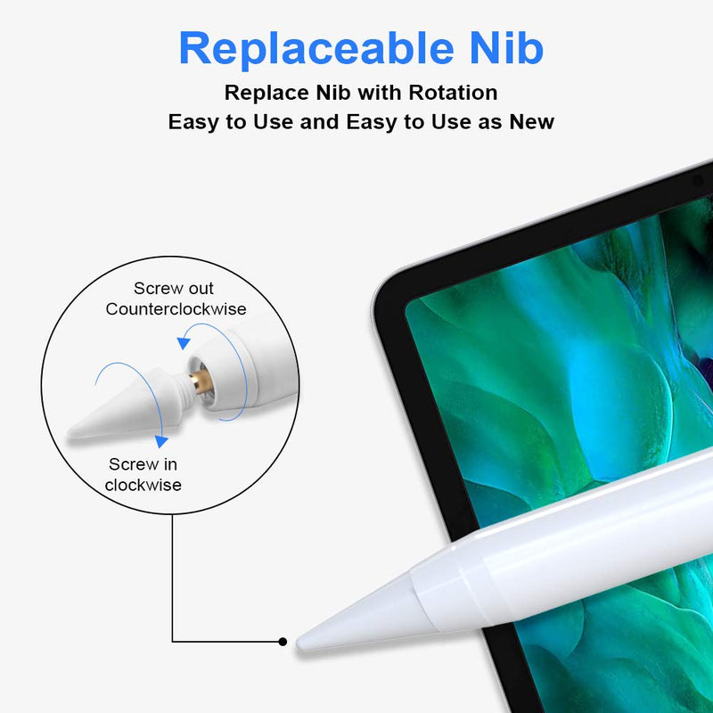 [Australia - AusPower] - Stylus Pen for iPad with Palm Rejection Replaceable Nib Fine Point Smooth Pixel Level Precision Touch Control for iPad Pro 12.9" 3rd/4th 11" 1st/2nd iPad Air 3rd Gen iPad Mini 5th Gen iPad 6th/7th Gen 