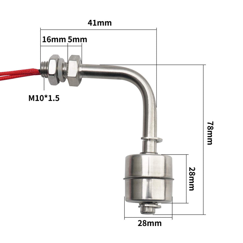 [Australia - AusPower] - Elecall Float Level Switches Stainless Steel Tank Flow Water Level Sensor 78mm 110V ESC7810 Wire Length 12inch 
