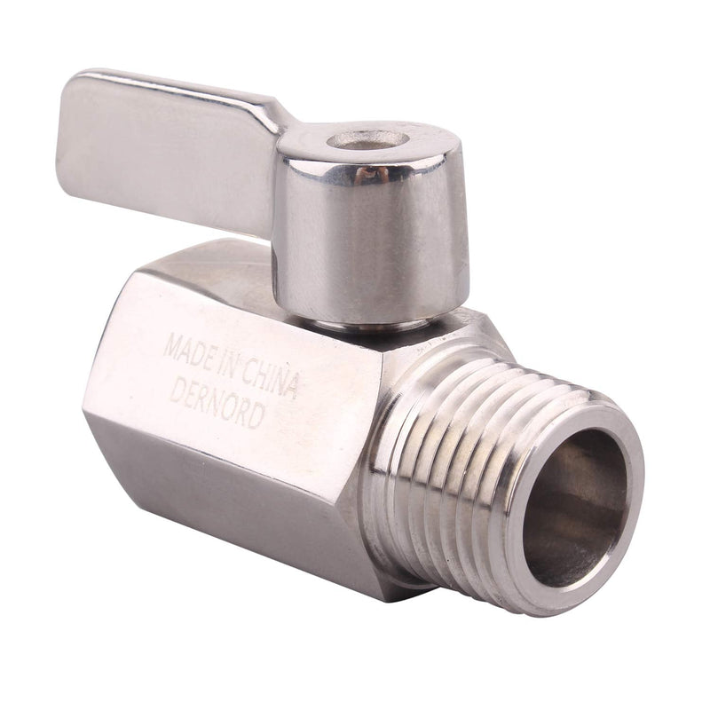 [Australia - AusPower] - DERNORD 1/2" Stainless Mini Ball Valve Female x Male NPT Thread with Stainless Steel Handle Pack of 2 1/2 Inch 