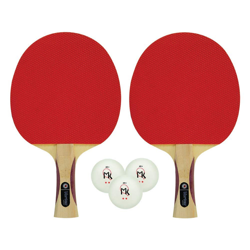 [Australia - AusPower] - Martin Kilpatrick Vortex Ping Pong Paddle Set – Pips-Out Rubber Surface with Sponge Layer – Flared Handle – Free Balls Included – Recommended for Beginning Level Players 2-Player Set 