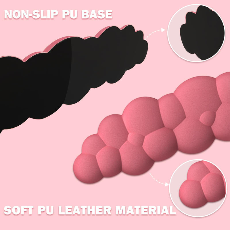 [Australia - AusPower] - Lauspuck Cloud Keyboard Wrist Rest and Mouse Pad with Wrist Support Set, Ergonomic PU Leather Mouse Pads, Pain Relief Memory Foam Non-Slip for Computer,Laptop, Morandi Red 