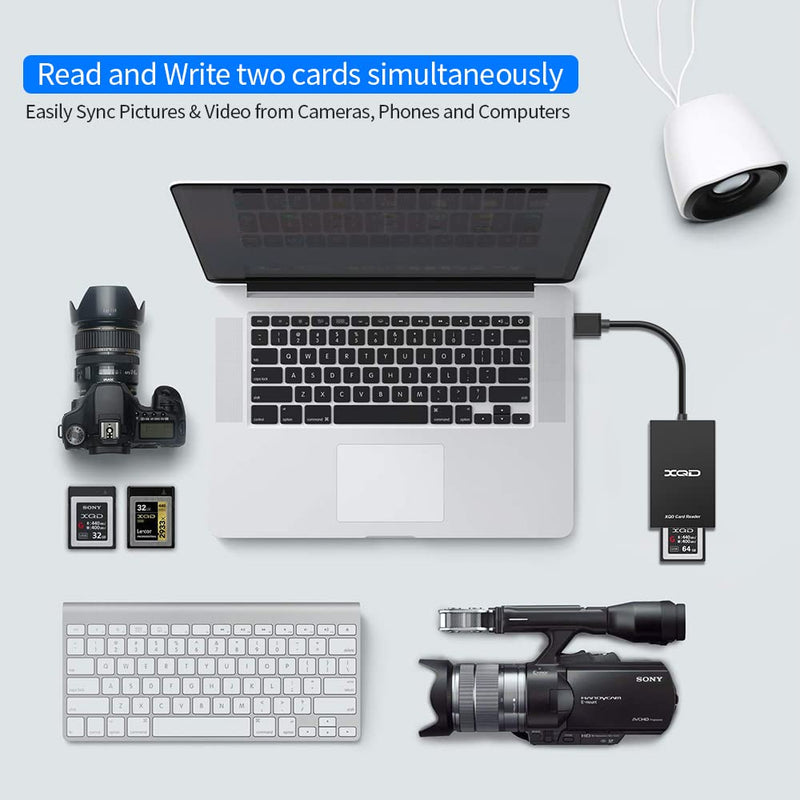[Australia - AusPower] - XQD Card Reader, USB 3.0 XQD SD Card Reader Sony XQD Reader 2 in 1 Memory Card Reader 5Gpbs Super Speed Compatible with Sony G/M Series, Lexar 2933x/1400x USB Mark XQD Card, SD/SDHC Card for Wins/Mac Black-A 