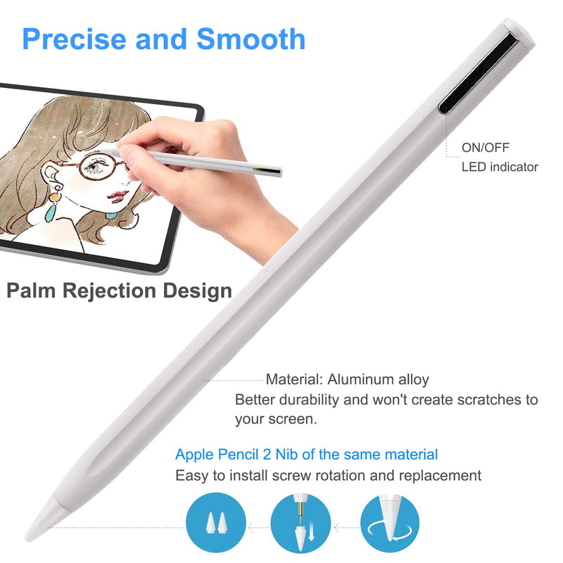 [Australia - AusPower] - Stylus Pen for iPad with Palm Rejection,Tilt Sensitive and Magnetic Design,Digital Pencil Compatible with 2018 and Later Model, iPad Air , iPad Mini, iPad Pro, iPad for Precise Writing/Drawing 
