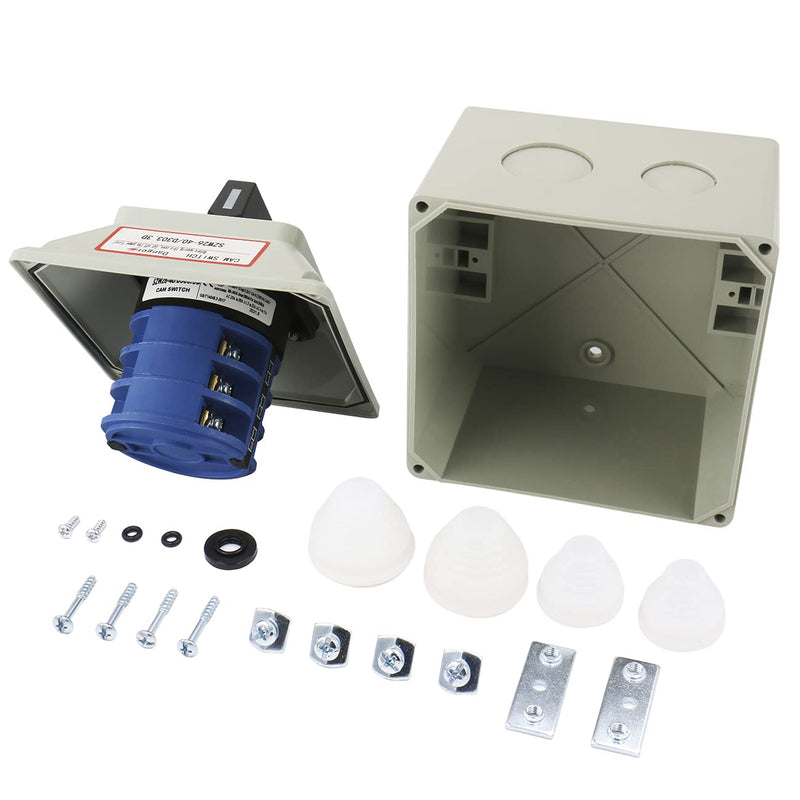 [Australia - AusPower] - Baomain Universal Rotary Changeover Switch SZW26-40/D303.3D with Master Switch Exterior Box 660V 40A 12 Position 3 Phase 