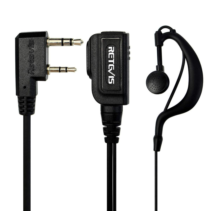 [Australia - AusPower] - Retevis Earhook Walkie Talkie Earpiece with Mic 2 Pin, Compatible with Retevis RT22 H-777 RT21 Baofeng UV-5R BF-888S pxton eSynic Walkie Talkies, C Shape Two Way Radio Headset with PTT(2 Pack) 