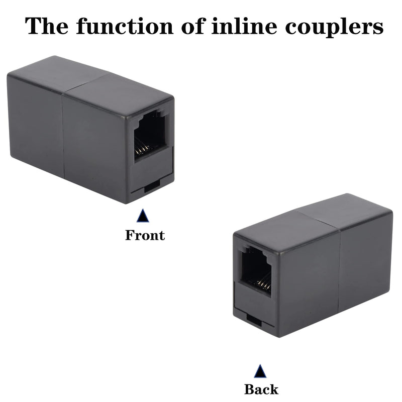 [Australia - AusPower] - Ubramac RJ11 Coupler, Straight Telephone Inline Coupler RJ11 6P4C Inline Keystone Jack Female to Female Straight Telephone Cable Cord Extension Adapter (Black -2 Pack) Black -2 Pack 