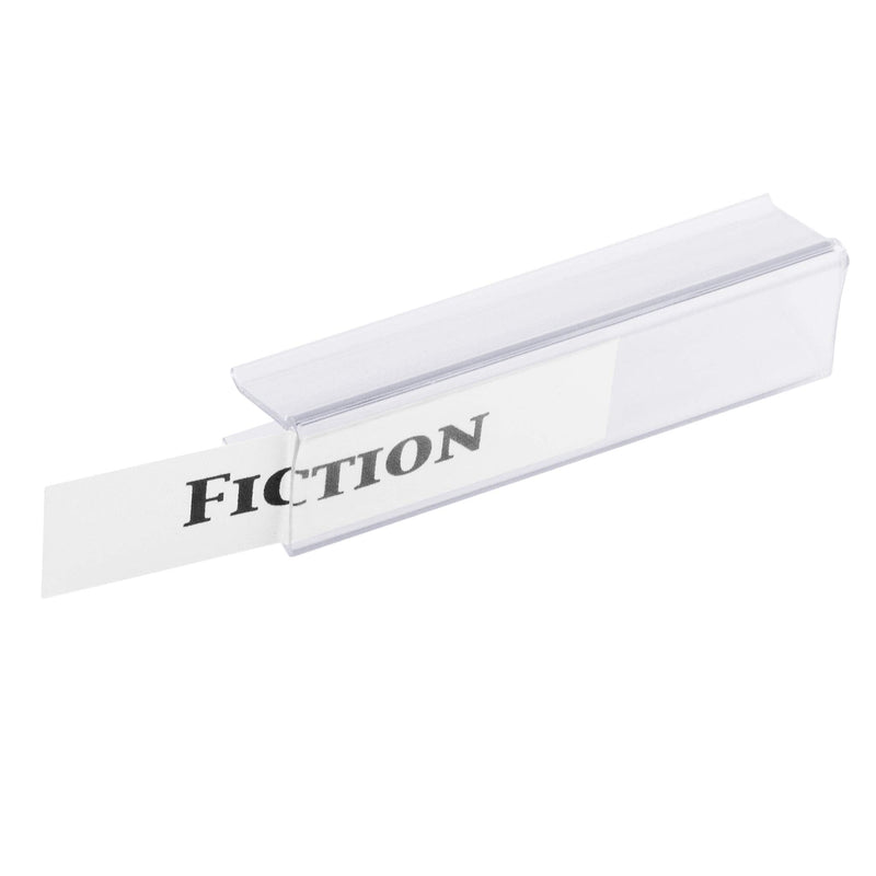 [Australia - AusPower] - Pack of 25 – Clear Plastic Shelf Label Holder, Wood Shelf Sign and Ticket Holder, Clips On to Shelves 5/8" to 3/4" Thick - Length of Label Area, 3" X Height of Label Area, 7/8" "Inserts NOT Included" 
