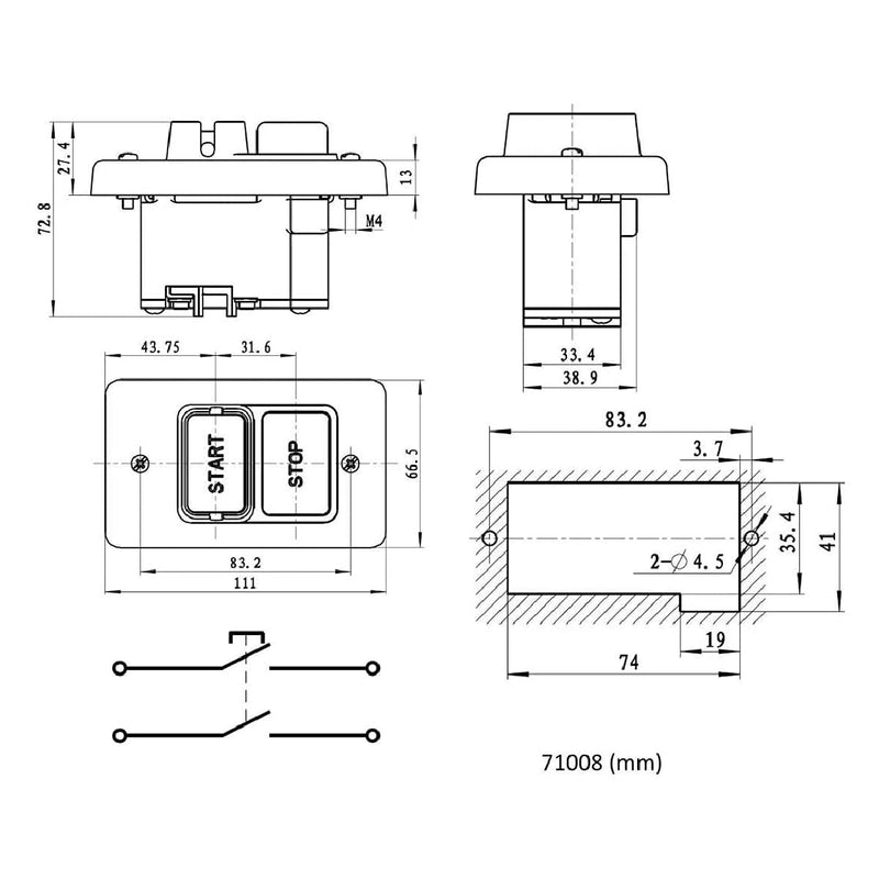 [Australia - AusPower] - POWERTEC 71652 110/220V Single Phase On/Off Switch with Screws for Gang Box Installation 