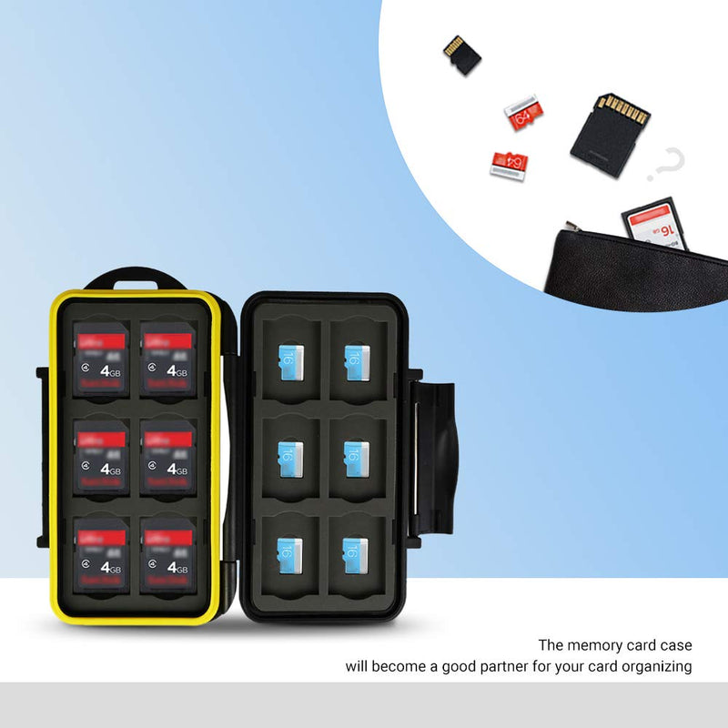 [Australia - AusPower] - 24 Slots Memory Card Case for 12 Micro SD SDHC SDXC TF Cards and 12 SD SDHC SDXC Cards, Water-Resistant Anti-Shock Memory Card Holder with Carabiner 24 Slots=12 SD+ 12 Micro SD 