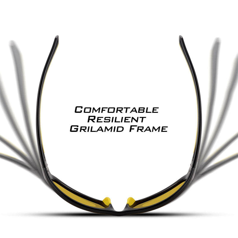 [Australia - AusPower] - KastKing Polarized Night Vision Driving Glasses Men Women,Reduce Glare and Enhance Vision in Rainy, Foggy Hiwassee-full Wrap Design - Yellow Lens 