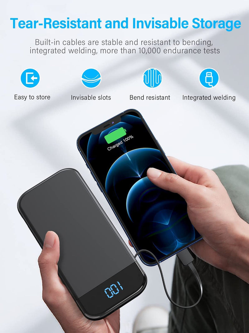 [Australia - AusPower] - Portable Charger 32000mAh, BLJIB 22.5W QC 3.0 PD 20W Smart LED Display Fast Charging Built in Cables Power Bank, External Battery Pack Charge 5 Devices Compatible with Cellphones 