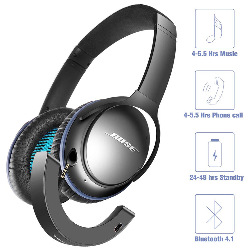 [Australia - AusPower] - Tranesca Compatible Bluetooth Adapter Receiver for Bose quietcomfort 25 Headphone (Black) 