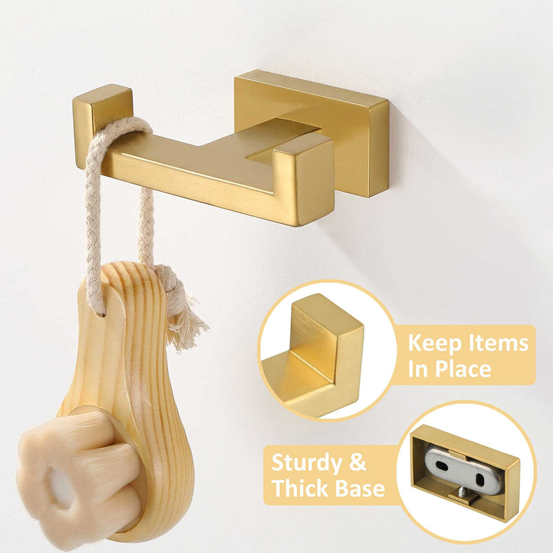 [Australia - AusPower] - Suyar Double Towel Hook Bundle with Toilet Paper Holder (Brushed Gold) 