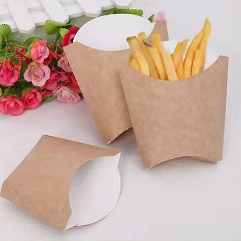 [Australia - AusPower] - UgyDuky 50 Pack Kraft Brown French Fry Box Holders Cups Disposable Snack Containers Disposable Take-out Party Baking Supplies Kraft Paper Cups Holder for Baking Cakes Egg Waffle French Fries Chips Ice Cream Snacks 