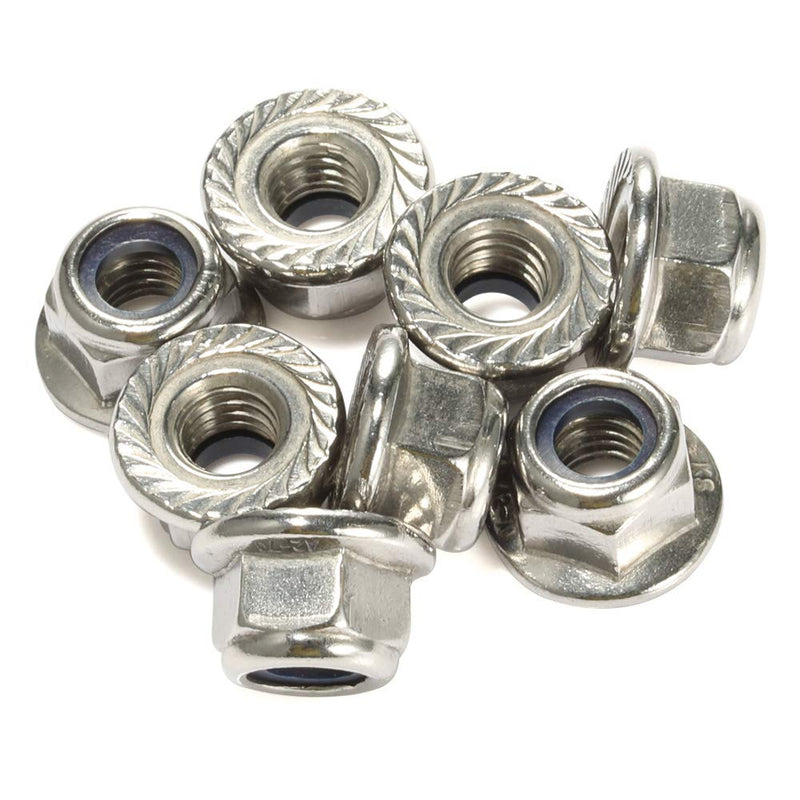 [Australia - AusPower] - M8-1.25 Serrated Flange Nylon Insert Lock Nuts Flanged Locknuts, 304 Stainless Steel 18-8, Bright Finish, 10 PCS M8-1.25 (10 PCS) 