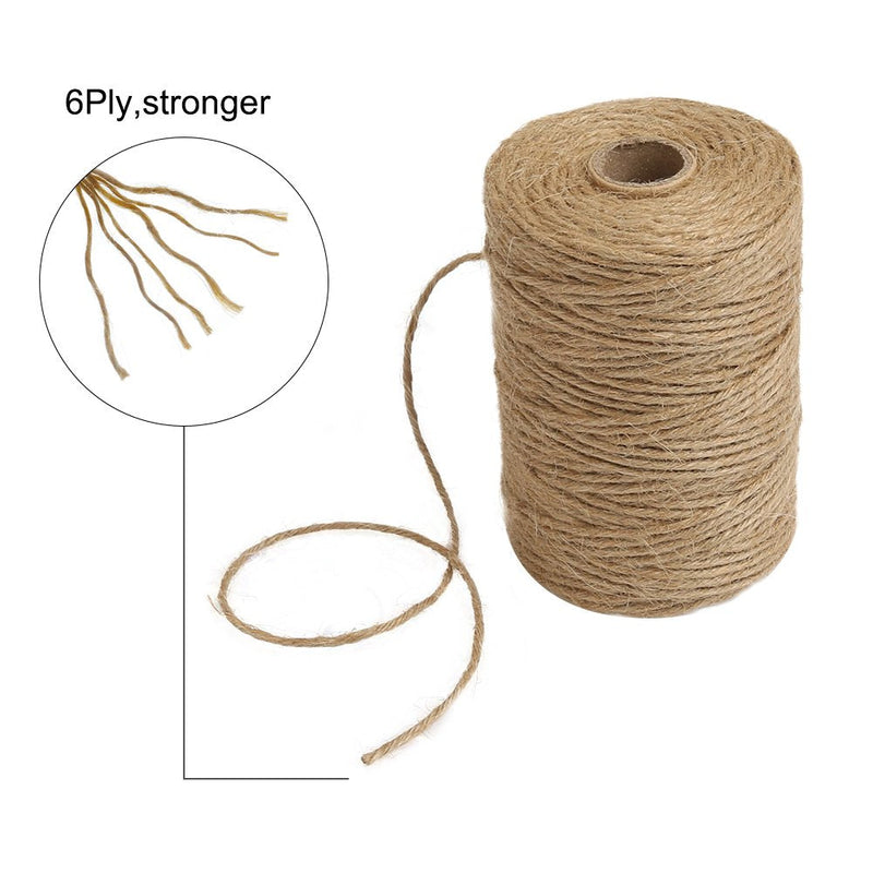 [Australia - AusPower] - Tenn Well Natural Jute Twine, 300Feet 2.32mm 6Ply Craft Jute Rope Heavy Duty Packing String for Gift Wrapping, Crafting and Gardening 1PC/300 Feet 