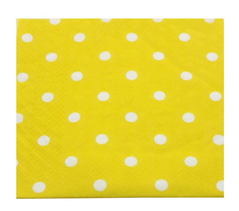 [Australia - AusPower] - Youmewell Disposable Striped Chevron Polka Dot Yellow Paper Luncheon Party Napkins 60 Count 13"x13" Small 