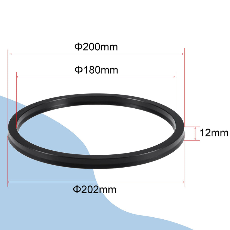 [Australia - AusPower] - MECCANIXITY USH Radial Shaft Seal 180mm ID x 200mm OD x 12mm Width Nitrile Rubber Oil Seal, Black 