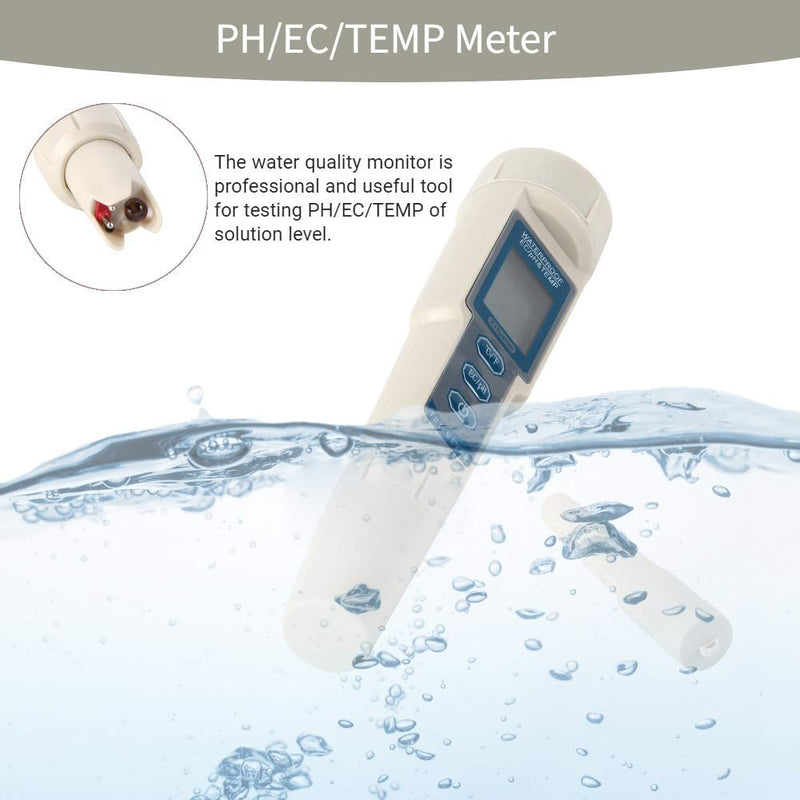 [Australia - AusPower] - 3 in 1Water Tester, Portable PH Meter, Accurate Measurement, for Measuring PH, CE and Solution Temperature, Apply to Water Sources, Laboratory Tests 