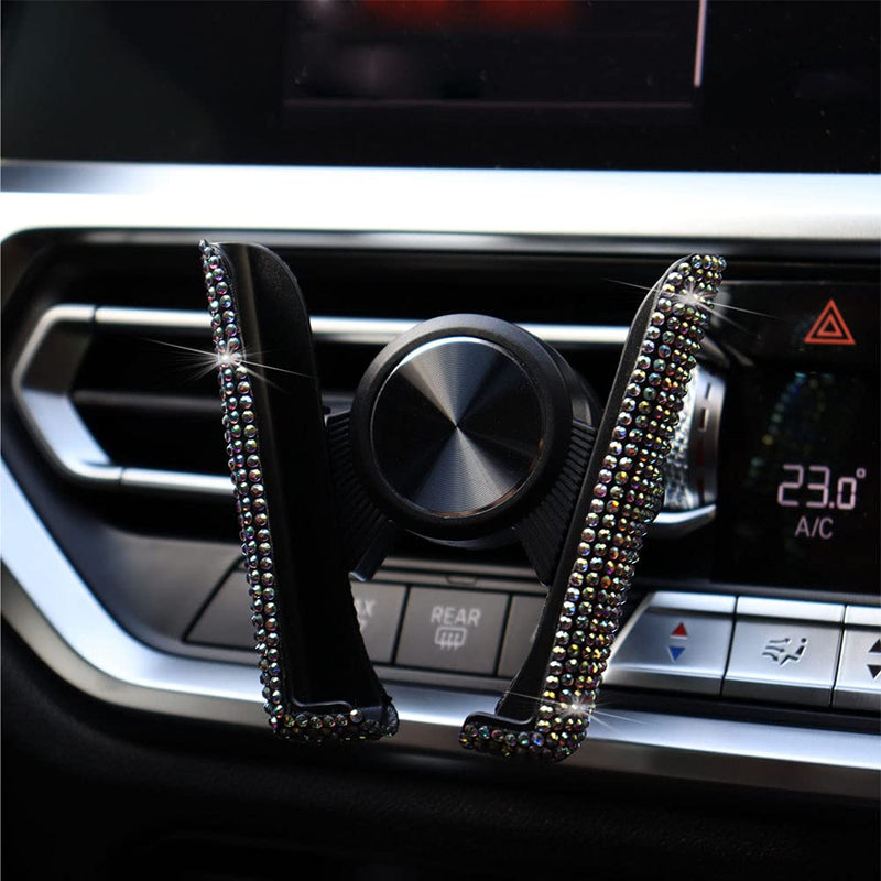 [Australia - AusPower] - Bling Car Phone Holder, SUNCARACCL 360 Degrees Adjustable Crystal Auto Car Mount Phone Holder for Dashboard,Windshield and Air Vent (Multicolor) Multicolor 