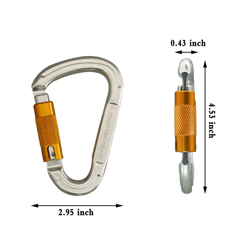 [Australia - AusPower] - SOB Auto Locking Climbing Carabiner Clips 2Pack Heavy Duty Asymmetrical Carabiner Connector Used for Rappelling Gear Rescue Outdoor Projects Dog Leash #1 sliver*2 
