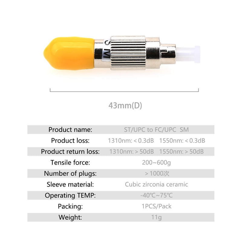 [Australia - AusPower] - FTTH Optical Equipment Tool FC Male to ST Female Hybrid Flange Singlemode 9/125 SM Optical Fiber Adapter Connector for Digital Communication 