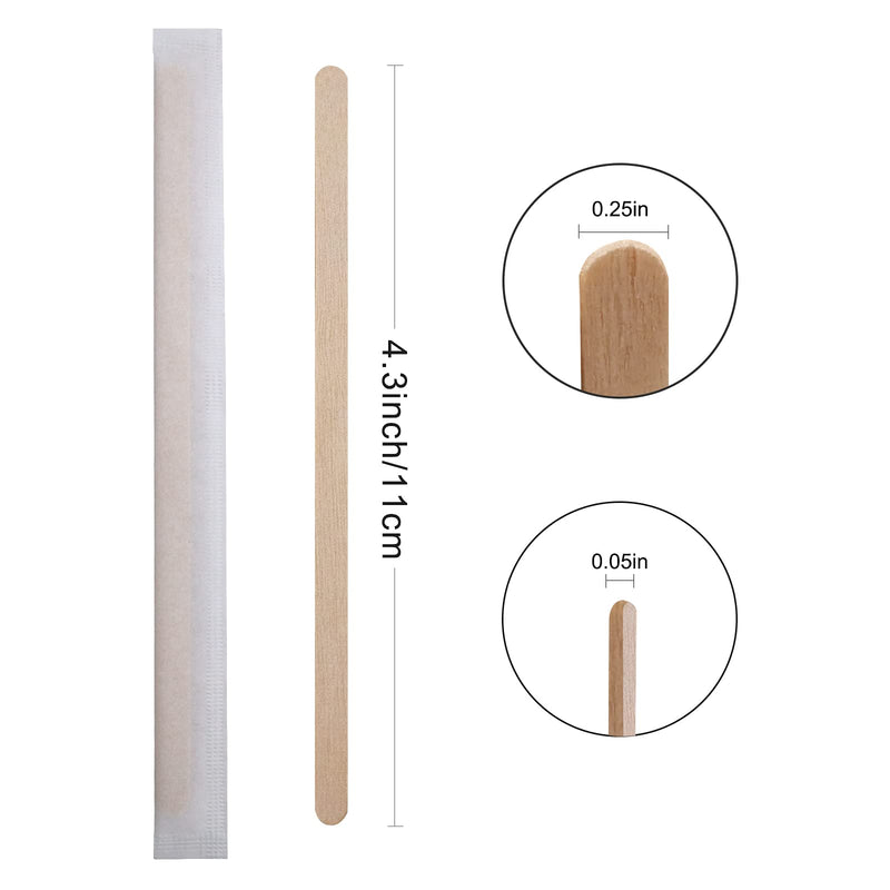 [Australia - AusPower] - BLUE TOP Individually Paper Wrapped Wooden Coffee Stirrers 4.3 Inch Pack 1000, Disposable Wood Sticks for Coffee/Tea/Hot Beverage/Hot Chocolate/Cold Drinks, Wood Blenders for Butter Sugar,Craft Stick Individually Wrapped 4.3 inch 500 PCS 