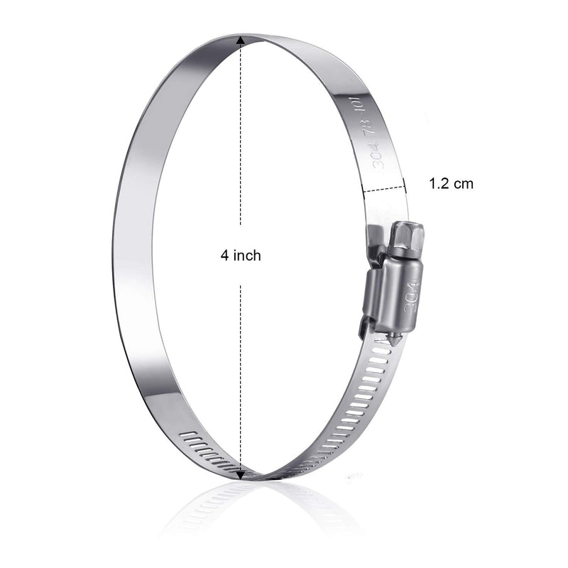 [Australia - AusPower] - Boao 4 Pieces Adjustable 304 Stainless Steel Duct Clamps Hose Clamp (4 Inch) 4 Inch 