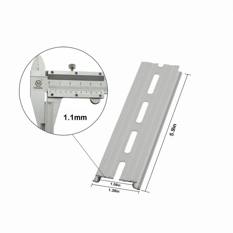 [Australia - AusPower] - PZRT 2-Pack Aluminum 1.1mm Thickness Slotted DIN Rail,150mm 5.9" Length 35mm Standard Width, for Single Phase Switch Installing Fixed Solid State Relay 150mm 