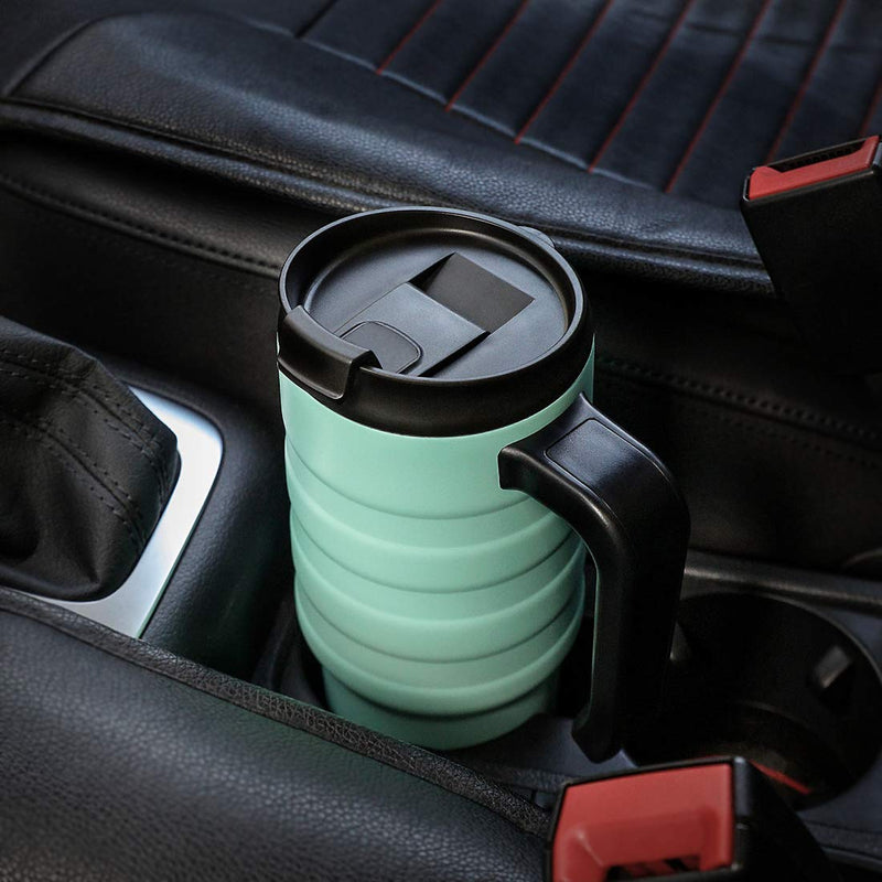 [Australia - AusPower] - HAUSHOF 24 oz Travel Mug, Stainless Double Wall Vacuum Insulated Tumbler with Handle & Spill Proof Twist On Flip Lid and Wide Mouth, BPA Free Seafoam Green 