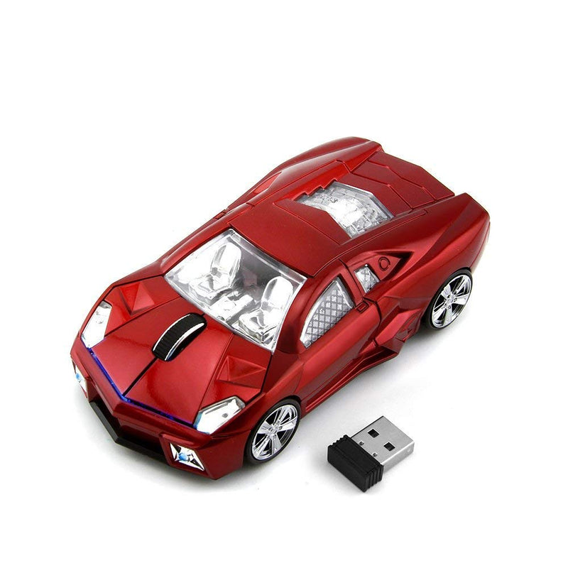[Australia - AusPower] - ECOiNVA Wireless Sports Car Mouse Computer Mice Shiny Surface 2.4GHz Mouse (Red) Red 