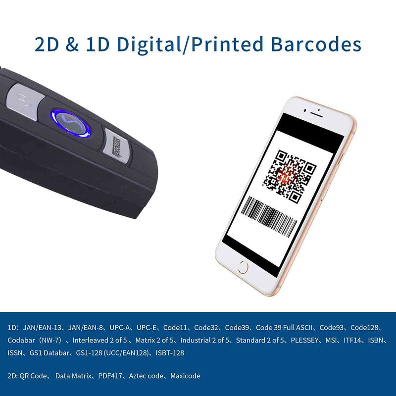 [Australia - AusPower] - Mini 2D Portable Handheld Bluetooth Barcode Scanner Wireless 2.4G & USB Wired 3-in-1 Bar Code Scanner Portable USB QR Code Scanner for Windows.Android.iOS.MAC.able to Scanner 